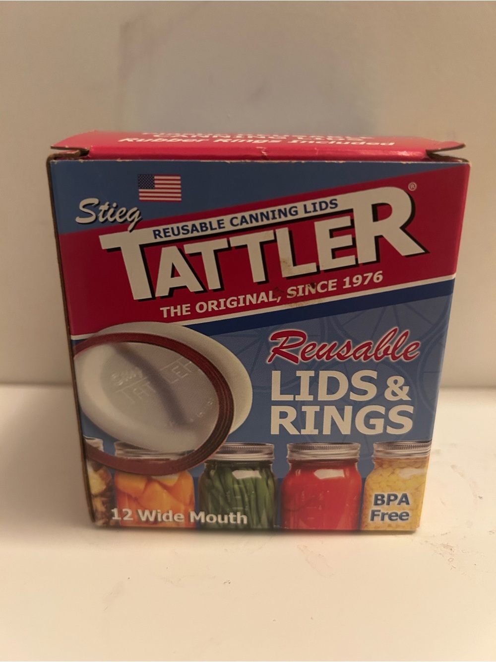 Tattler Canning Jar Lids & Rings 12 Reusable Wide Mouth Made in USA 1 Box Of 12